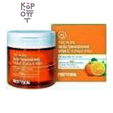 PrettySkin The Pure Jeju Tangerine Vita C Toner Pad - Тонер-пэды для лица осветляющие с экстрактом мандарина, 140 мл