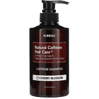 Kundal Natural Caffeine Hair Care Shampoo Cherry Blossom - Безсульфатный шампунь против выпадения волос, с ароматом Цветущей Вишни 500мл.