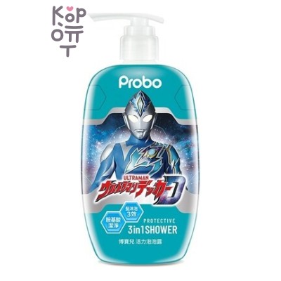 PROBO Protective 3in1 Shower Ultraman - Детский защитный гель 3в1 Ультрамен с экстрактом Чёрного Овса, 500мл.