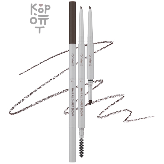Rom&Nd Han All Sharp Brow W2 Mild Woody - Стойкий нежно-коричневый карандаш для бровей 10 г