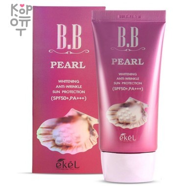 Ekel BB Pearl Whitening Anti-Wrinkle Sun Protection Антивозрастной BB крем для лица с жемчужным порошком SPF 50+/PA+++ 50 мл — Корейские товары для всей семьи(КорОпт)