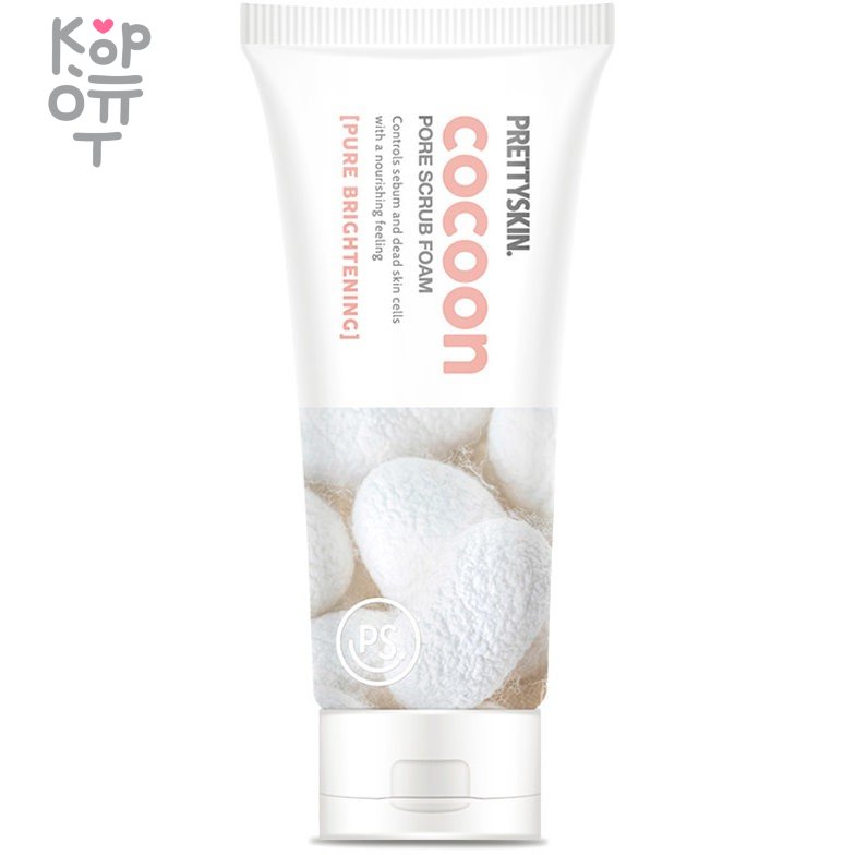Pretty Skin Cocoon Pore Scrub Foam Pure Brightening - Пенка скраб с коконом шелкопряда 150мл.  фото 1 &mdash; Корейские товары для всей семьи(КорОпт)