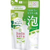 LION Hadakara Body Soap Foam Smooth feel - Бархатная Увлажняющая пенка для тела с ароматом зелёных цитрусовых