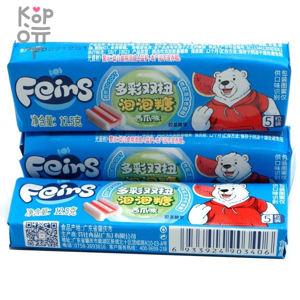 Жевательная резинка Feins "Мишка" Сэндвич со вкусом Арбуза