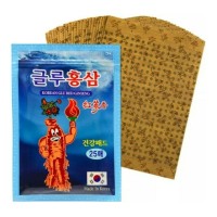 Korean Glu Red Ginseng - Обезболивающий пластырь с Красным Женьшенем и Глюкозамином, 25 шт