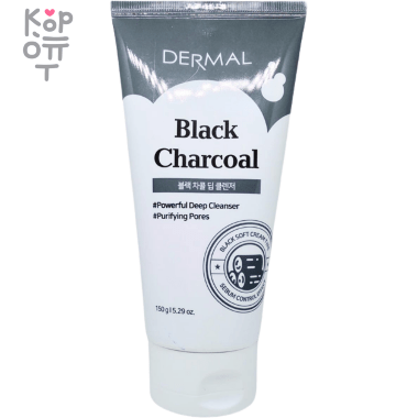 Dermal Black Charcoal Deep Cleanser - Крем-пенка для умывания с Древесным Углём 150гр. — Корейские товары для всей семьи(КорОпт)