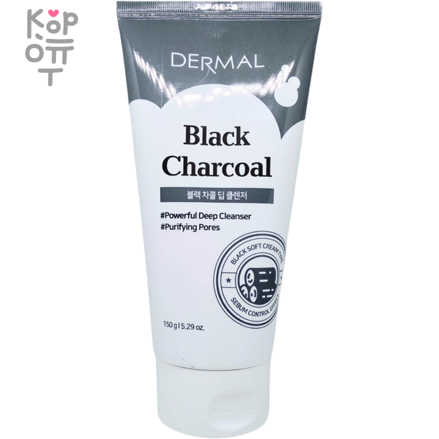 Dermal Black Charcoal Deep Cleanser - Крем-пенка для умывания с Древесным Углём 150гр., купить с доставкой на дом фото 1 — Корейские товары для всей семьи(КорОпт)