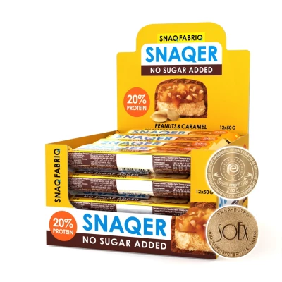 SNAQ FABRIQ — Snaqer Peanut &amp; Caramel — Глазированный протеиновый батончик SNAQ FABRIQ с арахисом и карамелью — 600 г, 50 г