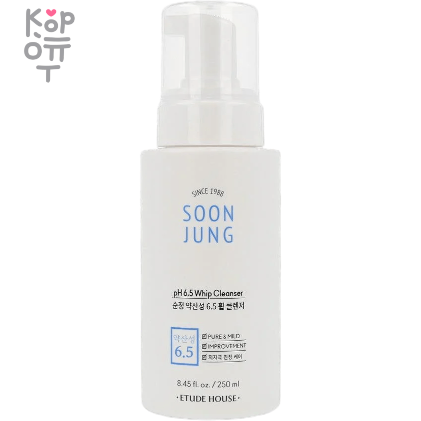 Etude House Soon Jung pH 6,5 Whip Cleanser - Мягкая пенка для чувствительной кожей с нейтральным pH, купить с доставкой на дом фото 1 — Корейские товары для всей семьи(КорОпт)