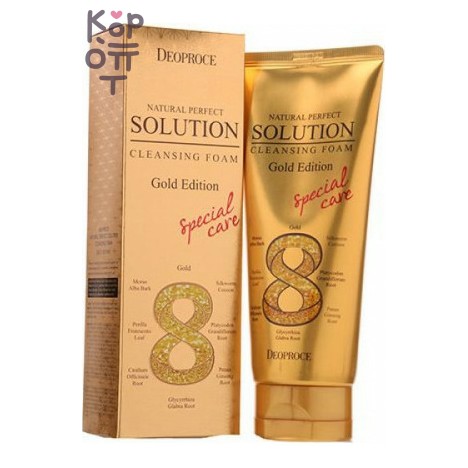 Deoproce Natural Perfect Solution Cleansing Foam Gold Edition - Пенка для умывания с экстрактом золота и лечебными травами, 170 г
