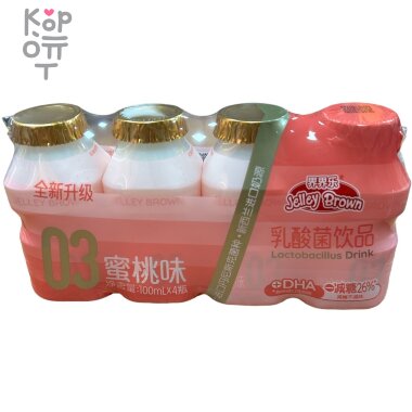 Jelley Brown Children's Lactobacillus Drink Peach Flavour - Напиток детский с лактобактериями и витаминами А и Д, со вкусом Персика, 100мл. &mdash; Корейские товары для всей семьи(КорОпт)