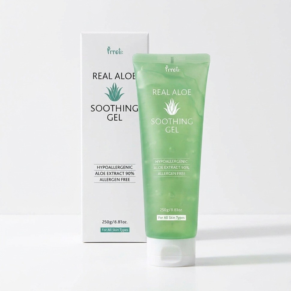 Prreti Soothing Gel Real Aloe - Гель увлажняющий для лица и тела с настоящим Алоэ 250мл. фото 1 &mdash; Корейские товары для всей семьи(КорОпт)