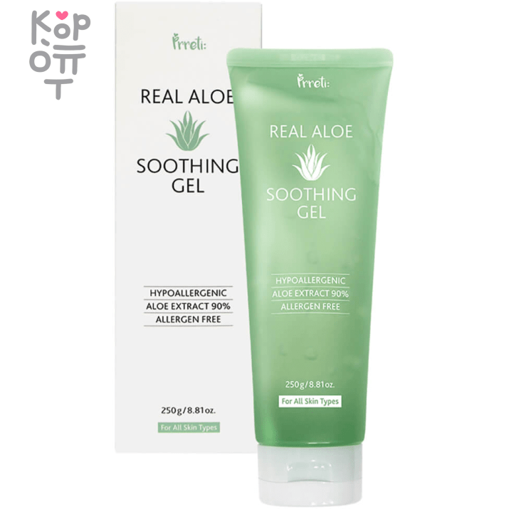 Prreti Soothing Gel Real Aloe - Гель увлажняющий для лица и тела с настоящим Алоэ 250мл., купить с доставкой на дом  Успокаивающий гель с высокой концентрацией алоэ вера (90%), позволяет быстро успокоить чувствительую кожу.
