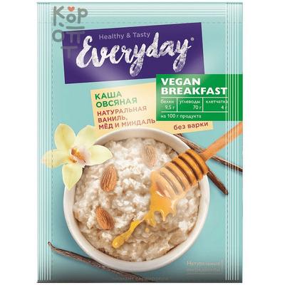 Everyday VEGAN Breakfast Каша овсяная с ванилью, мёдом и миндалем, 37 г