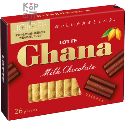 Lotte Ghana Extra Cacao Milk Chocolate - Шоколад Гана Экселент молочный, набор 4,6гр.*26шт., 119,6гр.