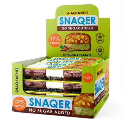 SNAQ FABRIQ — Snaqer Pistachio &amp; Caramel — Глазированный протеиновый батончик SNAQ FABRIQ с фисташкой и карамелью — 600 г, 50 г