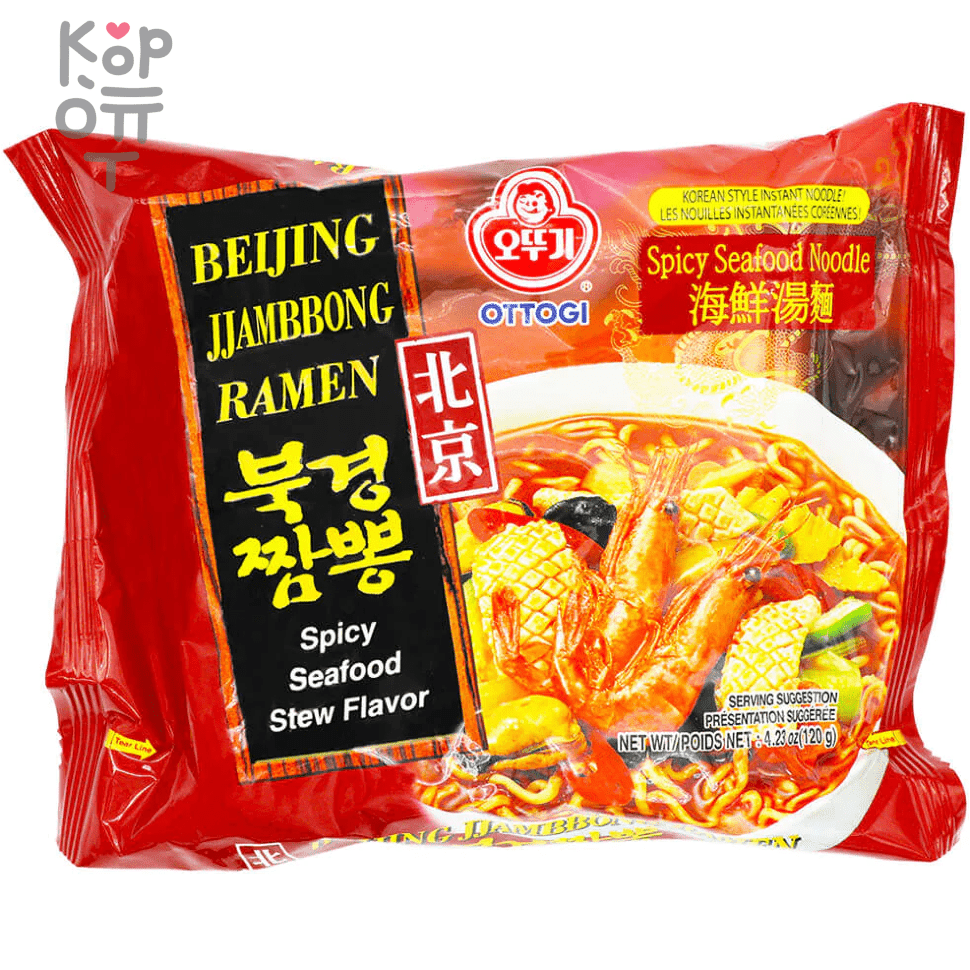 Ottogi Beijing Jjambong Ramen - Лапша быстрого приготовления с  Морепродуктами 120гр. по цене 129 руб. в интернет магазине Корейские товары  для всей семьи(КорОпт)