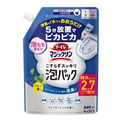 KAO Моющее и чистящее средство "Magicclean" для туалета (спрей для удаления и предотвращения загрязнений в чаше унитаза / свежая мята) 660 мл, мягкая упаковка с крышкой (артикул поставщика 454751)