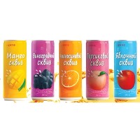 LOTTE Squeeze Напиток сокосодержащий Сквиз «Отжатые фрукты» 240мл., 30 банок в Упаковке