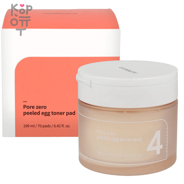 Numbuzin No.4 Pore Zero Peeled Egg Toner Pad - Очищающие тонер-пэды 190мл./70шт.