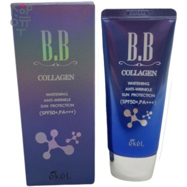 Ekel Collagen BB Cream SPF50+PA++ Антивозрастной BB крем для лица с коллагеном SPF 50+/PA+++ 50 мл &mdash; Корейские товары для всей семьи(КорОпт)