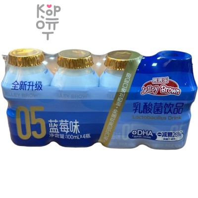 Jelley Brown Children's Lactobacillus Drink Blueberry Flavour - Напиток детский с лактобактериями и витаминами А и Д, со вкусом Черники, 100мл.