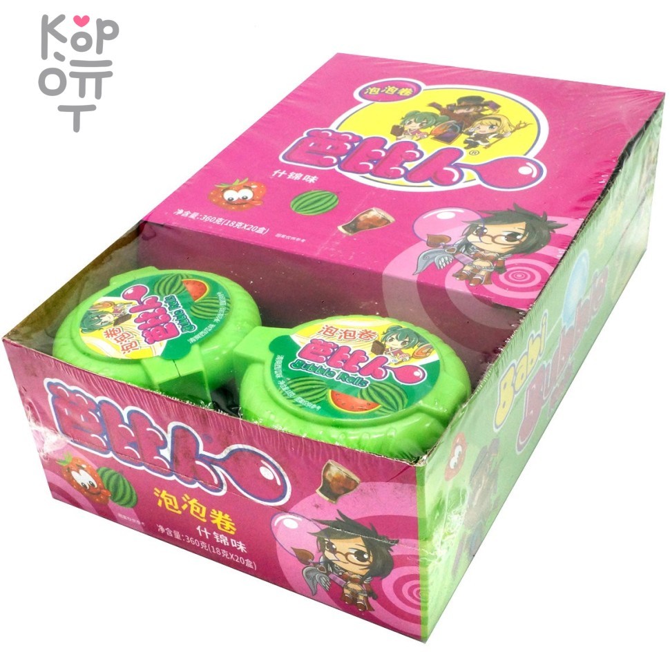 Жевательная резинка Baby Bubble Rolls с фруктовыми вкусами(арбуз, клубника, Кока Кола) в форме Ленты