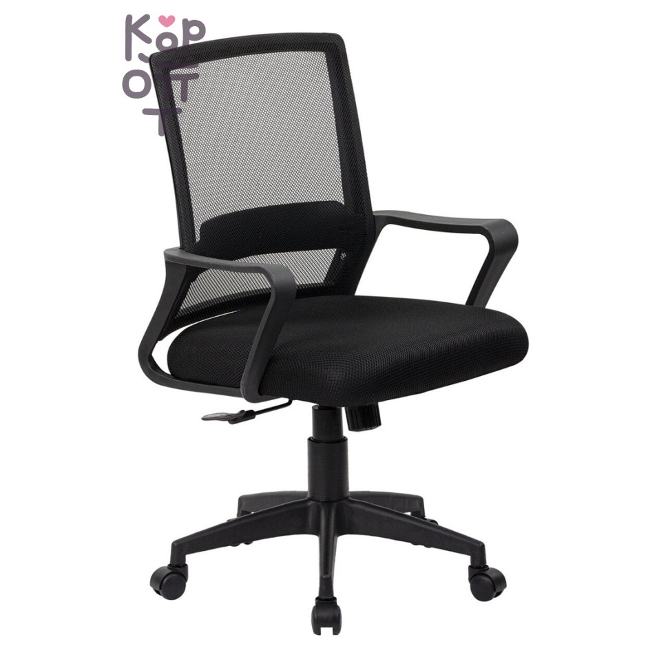 Office Chair BY-294 Black - Кресло офисное с сетчатой спинкой и подлокотниками, чёрное