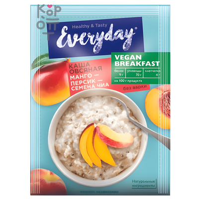 Everyday VEGAN Breakfast Каша овсяная с манго, персиком и семенами чиа, 36 г