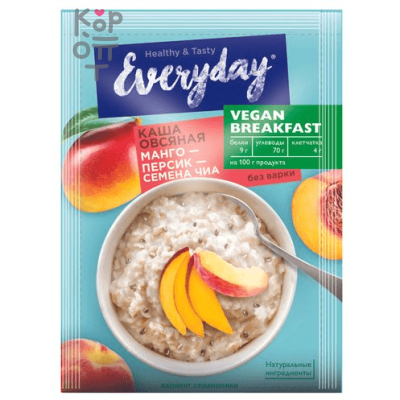 Каша овсяная с манго, персиком и семенами чиа Everyday VEGAN Breakfast, 36гр. 