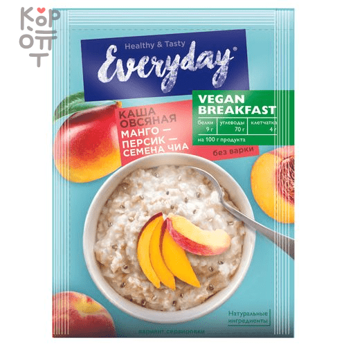 Каша овсяная с манго, персиком и семенами чиа Everyday VEGAN Breakfast, 36гр. 