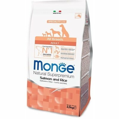 Monge Dog Speciality корм для собак всех пород лосось с рисом 2,5кг.