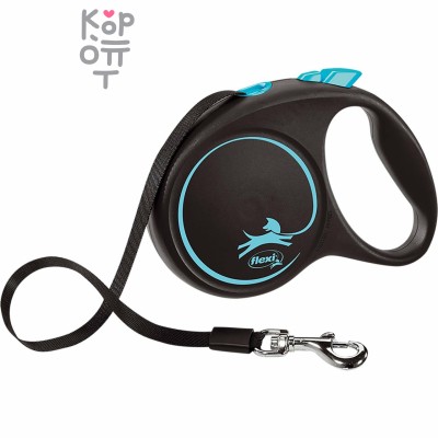 flexi рулетка Black Design M (до 25 кг) 5 м лента черный/синий