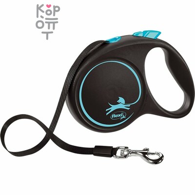 flexi рулетка Black Design M (до 25 кг) 5 м лента черный/синий