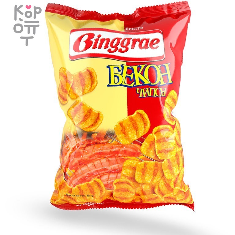 Чипсы Binggrae "Бингрэ" со вкусом копченого Бекона 40гр., купить с доставкой на дом фото 1 &mdash; Корейские товары для всей семьи(КорОпт)