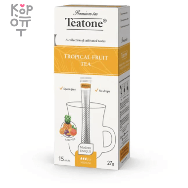 Чай в стиках для чашек черный с ароматом тропических фруктов, Teatone, 15 стиков по 1,8гр. — Корейские товары для всей семьи(КорОпт)