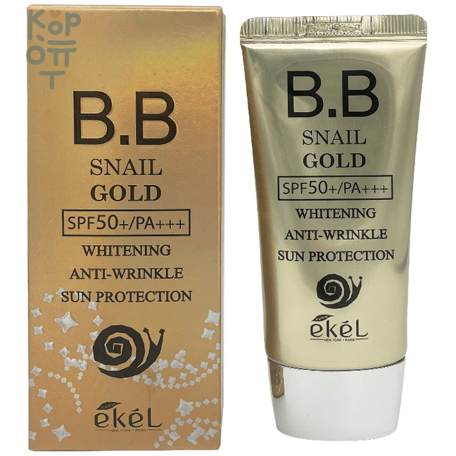 Ekel Snail Gold BB Cream SPF50+/PA+++  Антивозрастной BB крем для лица с фильтратом муцина улитки SPF 50+/PA+++ 50 мл фото 1 — Корейские товары для всей семьи(КорОпт)