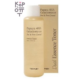 Trimay — Papaya 4HA Galactomyces Dual Essence Toner — кислотный пилинг тонер-эссенция с папайей и галактомисисом, 200 мл