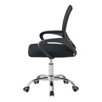 Office Chair BY-017 Black - Кресло офисное компактное с сетчатой спинкой, чёрное