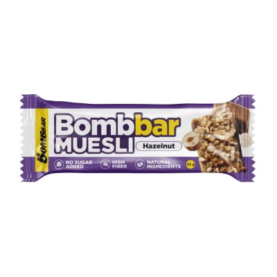BOMBBAR — Muesli Hazelnut — Мультизлаковый батончик-мюсли BOMBBAR с фундуком — 1350 г, 45 гр.