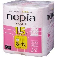 NEPIA LONG ROLL - Ароматизированная двухслойная туалетная бумага 45 м., 8 рулонов, аромат Сакуры.