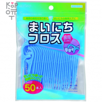 EBISU Everyday Floss- Флосспик с ТОНКОЙ зубной нитью на компактной плоской ручке.