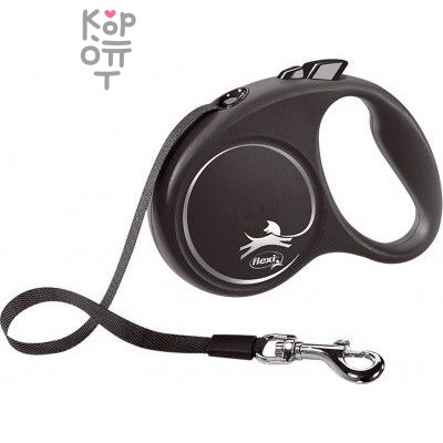 flexi рулетка Black Design S (до 12 кг) 5 м трос черный/серебро