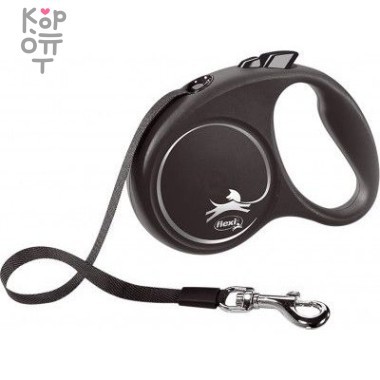 flexi рулетка Black Design S (до 12 кг) 5 м трос черный/серебро — Корейские товары для всей семьи(КорОпт)