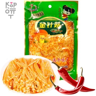 Грибы Эноки - Опенок зимний Энокитаке острый с Сычуаньскими пряностями, 250гр. — Корейские товары для всей семьи(КорОпт)