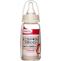 Chu Chu Baby Стеклянная бутылочка для кормления с узким горлышком и силиконовой соской 240мл.