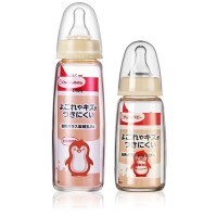 Chu Chu Baby Стеклянная бутылочка для кормления с узким горлышком и силиконовой соской 240мл.