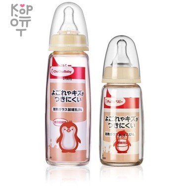 Chu Chu Baby Стеклянная бутылочка для кормления с узким горлышком и силиконовой соской 240мл. — Корейские товары для всей семьи(КорОпт)
