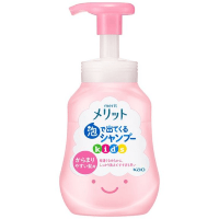 KAO Merit Bubble Kids Shampoo - Мягкий шампунь-пенка без силикона, с ароматом персика, не спутывает волосы.