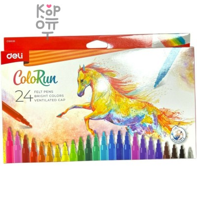 Deli ColoRun - Набор фломастеров на водной основе, 24 цвета